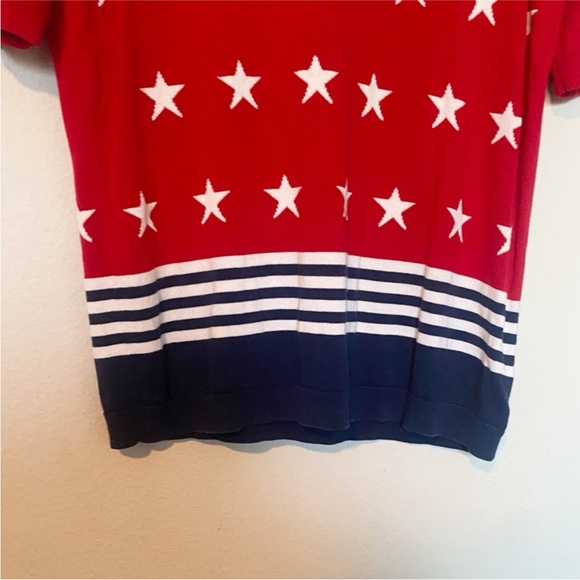 Talbots Stars & Stripes Sweater Americana Short Sleeve Knit Red White Blue Sz XS - Picture 6 of 8